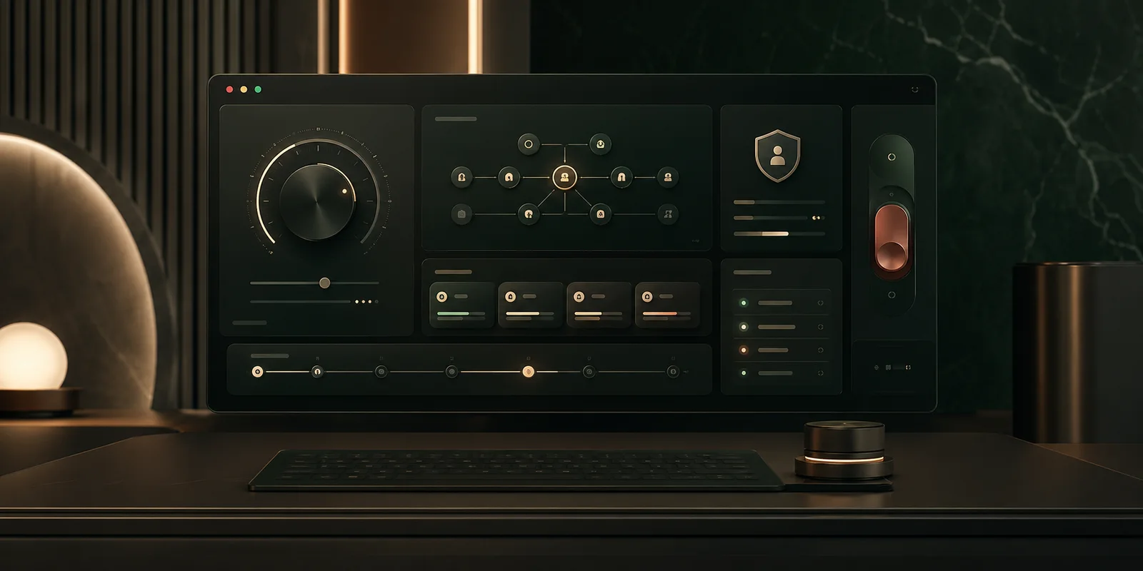 Dark green command surface with approval gates, safety controls, diagnostics, and human-in-the-loop governance
